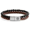 Lucleon Lava Stone, Onyx, And Vintage Leather Icon Bracelet – Medium 22