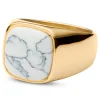 Lucleon Bague Len Gravel Dorée à Howlite Blanche 11