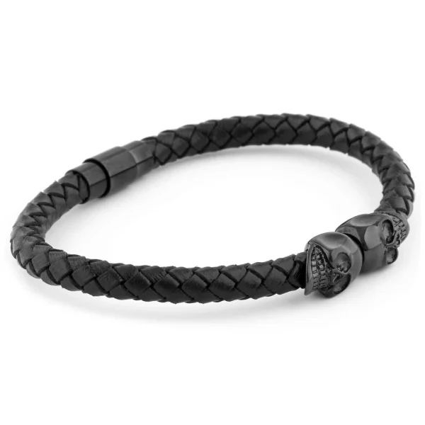 Fort Tempus Bracelet En Cuir & Crânes Noirs 4