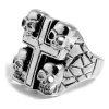 SteelCZ Bague En Acier Croix Et Têtes De Mort 14