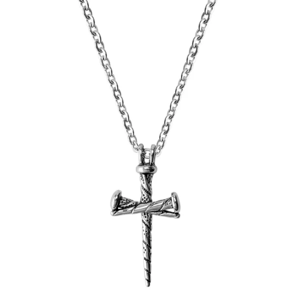 Fort Tempus Collier à Pendentif En Croix Et Motif De Clous Croisés 1