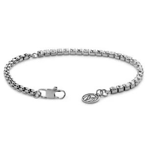 Lucleon Amager | Bracelet En Acier Inoxydable Argenté Avec Zircones 8