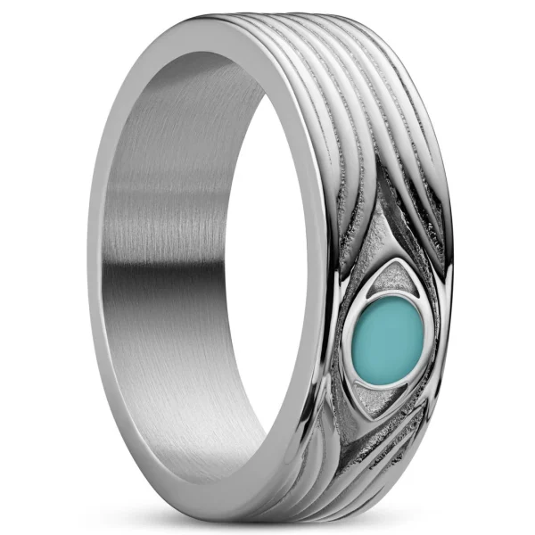 Waykins Evil Eye | Bague En Acier Inoxydable Argenté 7 Mm 1