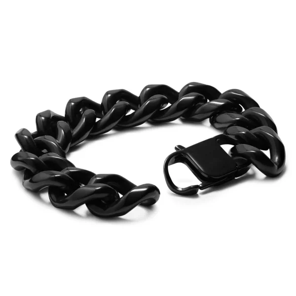 Lucleon Gourmette Noire En Acier 18 Mm 3