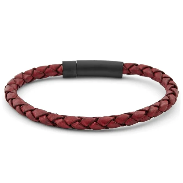 Lucleon Bracelet En Cuir Bordeaux Et Noir 4