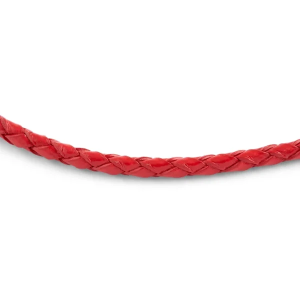Collin Rowe Collier En Cuir Rouge Tressé 3 Mm 3