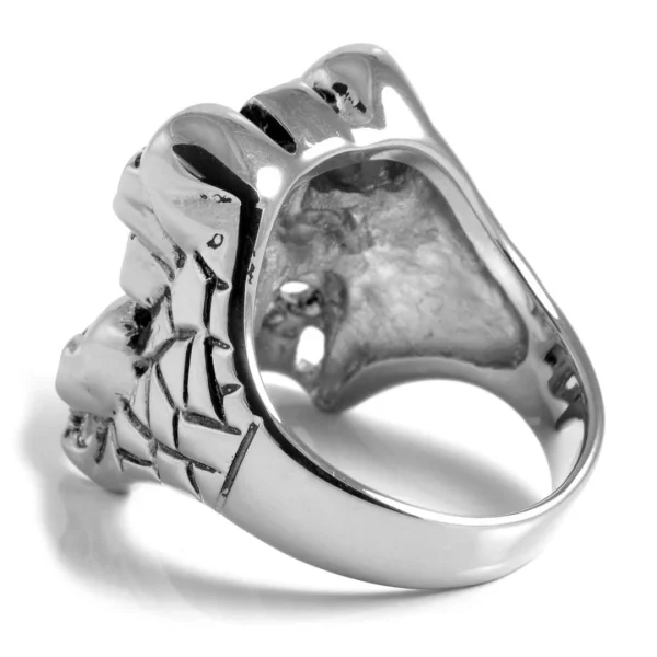 SteelCZ Bague En Acier Croix Et Têtes De Mort 4