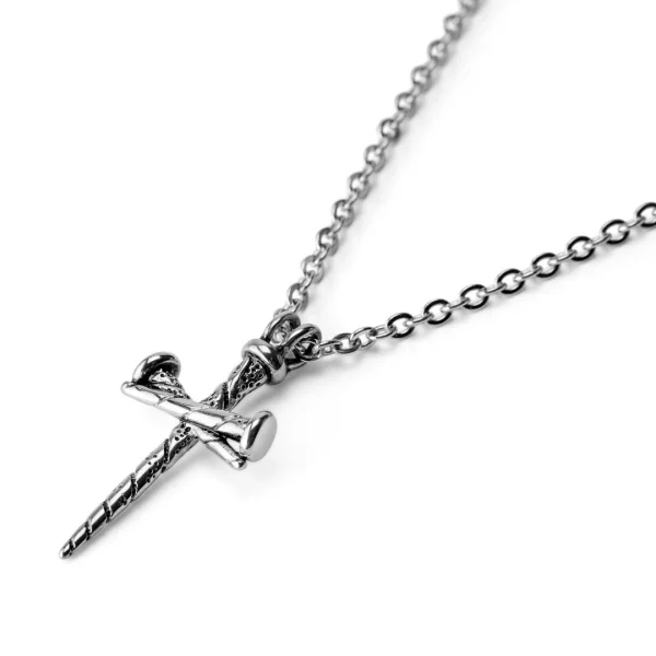 Fort Tempus Collier à Pendentif En Croix Et Motif De Clous Croisés 3