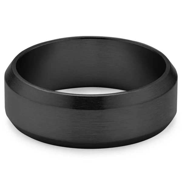 Lucleon Ferrum | Anneau à Bords Biseautés En Acier Inoxydable Noir Brossé – 8 Mm 5