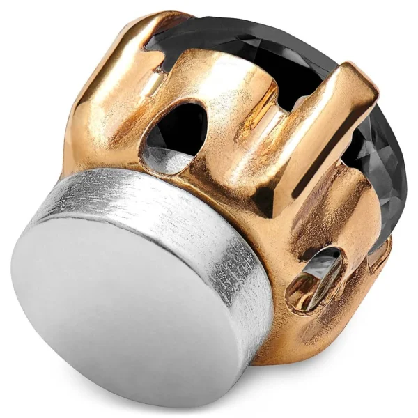 Lucleon Boucle D’oreille Magnétique Dorée à Cristal Noir 3