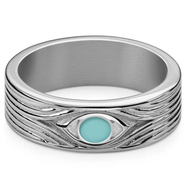 Waykins Evil Eye | Bague En Acier Inoxydable Argenté 7 Mm 3