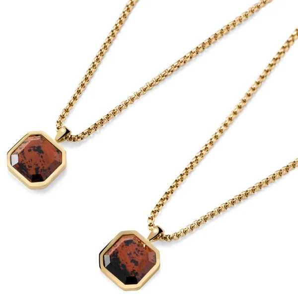 Arkai Collier Orisun Andrew à Pierre Obsidienne Acajou 6