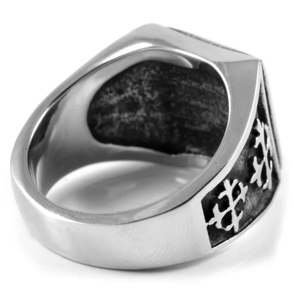 SteelCZ Bague Médiévale En Acier Et Zircone Noire 5