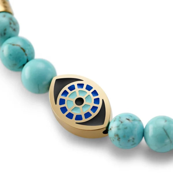 Waykins Evil Eye | Bracelet En Perles De Turquoise Avec Pendentifs Dorés- 6 Mm 4