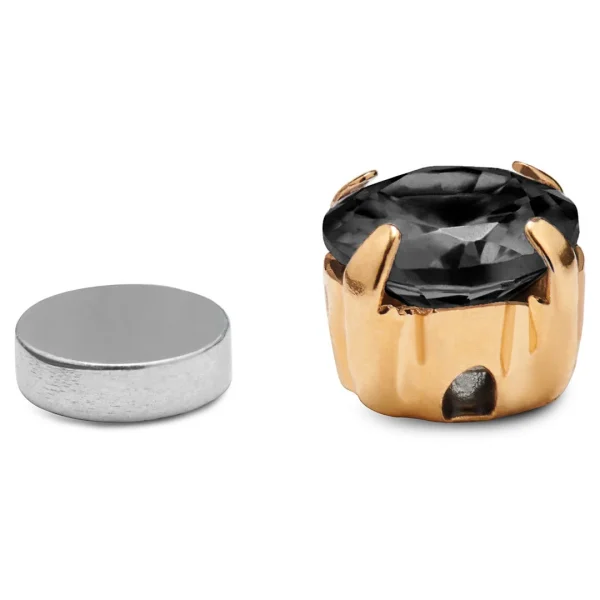 Lucleon Boucle D’oreille Magnétique Dorée à Cristal Noir 4