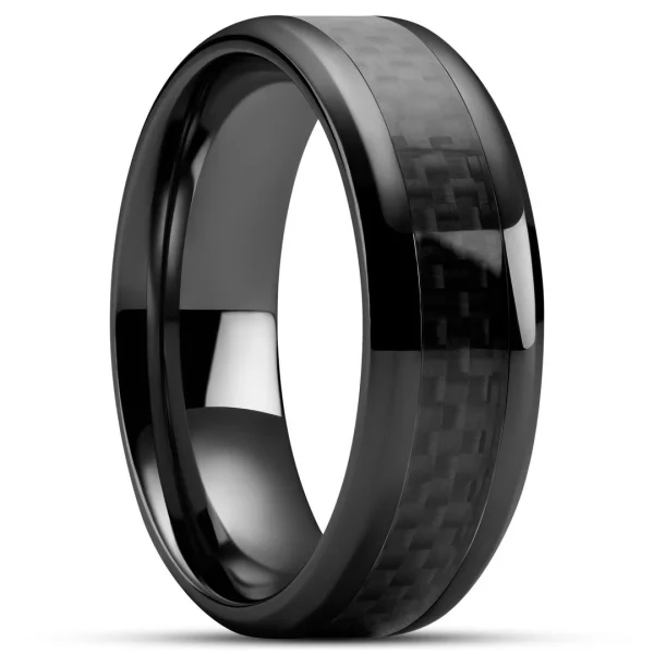 Lucleon Hyperan | Anneau En Titane Noir Avec Incrustation En Fibre De Carbone – 8 Mm 1