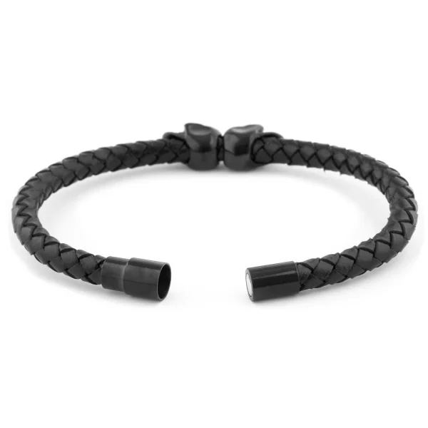 Fort Tempus Bracelet En Cuir & Crânes Noirs 3