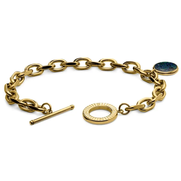 Arkai Atlas | Bracelet En Acier Doré Avec Pendentif Azurite Et Malachite 5