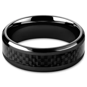 Lucleon Hyperan | Anneau En Titane Noir Avec Incrustation En Fibre De Carbone – 8 Mm 8