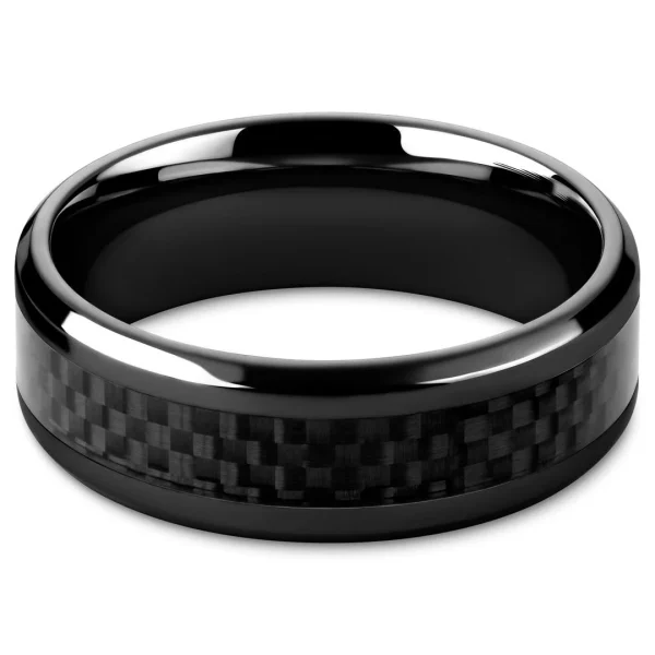 Lucleon Hyperan | Anneau En Titane Noir Avec Incrustation En Fibre De Carbone – 8 Mm 3