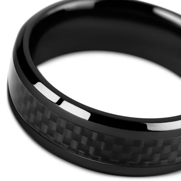 Lucleon Hyperan | Anneau En Titane Noir Avec Incrustation En Fibre De Carbone – 8 Mm 4
