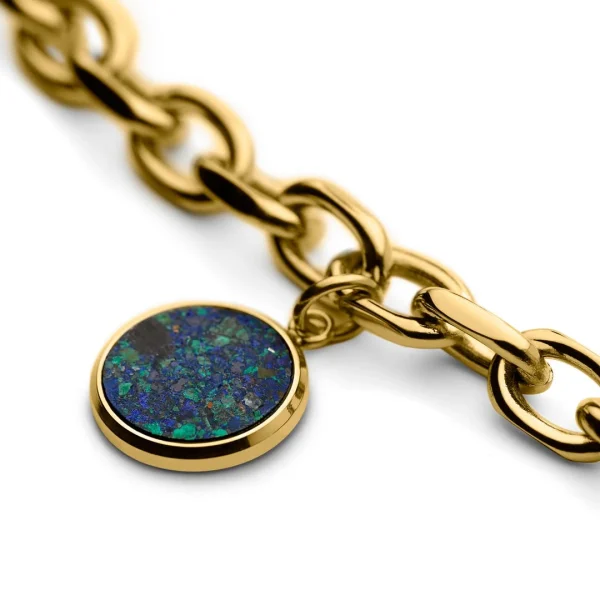 Arkai Atlas | Bracelet En Acier Doré Avec Pendentif Azurite Et Malachite 6