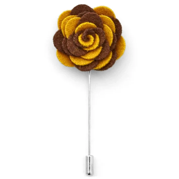 Warren Asher Boutonnière à Fleur Pivoine Marron Et Jaune 1