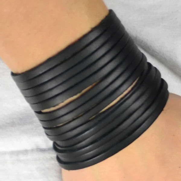 Collin Rowe Large Bracelet En Cuir Noir 5