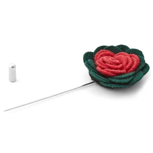Warren Asher Boutonnière à Fleur Douce Vert Foncé Et Rouge 8