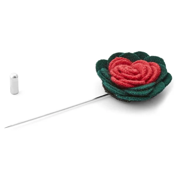 Warren Asher Boutonnière à Fleur Douce Vert Foncé Et Rouge 3