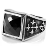 SteelCZ Bague Médiévale En Acier Et Zircone Noire 11