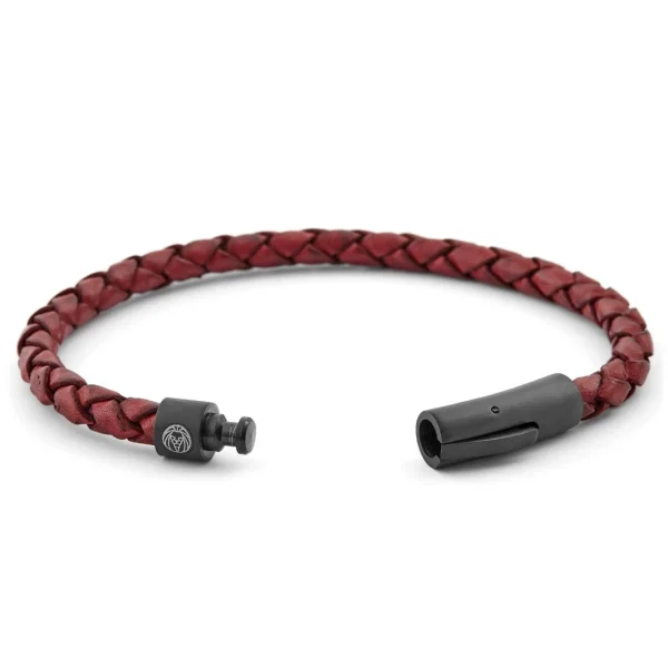 Lucleon Bracelet En Cuir Bordeaux Et Noir 3