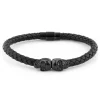 Fort Tempus Bracelet En Cuir & Crânes Noirs 22