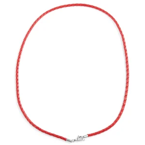 Collin Rowe Collier En Cuir Rouge Tressé 3 Mm 18