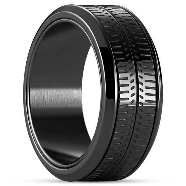 Seizmont Tigris | Anneau Rotatif Texturé De Couleur Noire 9 Mm 1