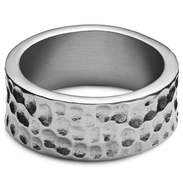 Arkai Orphic | Bague En Acier Inoxydable Argenté Martelé Et Brossé – 9 Mm 6