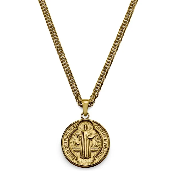 Lucleon Sanctus | Collier Doré Avec Médaille De Saint-Benoît 1