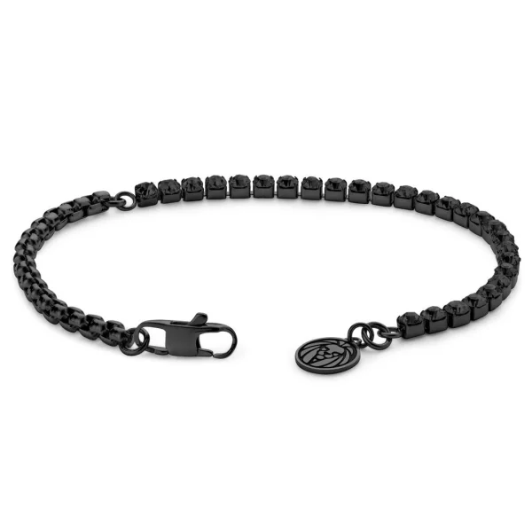 Lucleon Amager | Bracelet En Acier Inoxydable Noir Avec Zircones Noires 3
