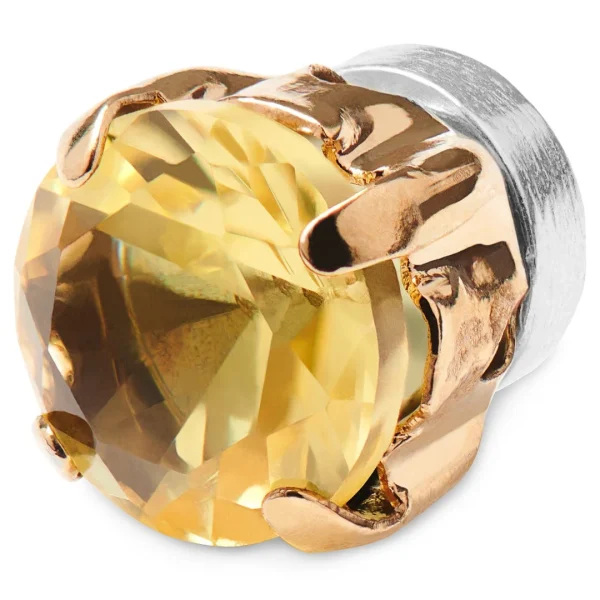 Lucleon Boucle D’oreille Magnétique Or Rose à Cristal Jaune 1