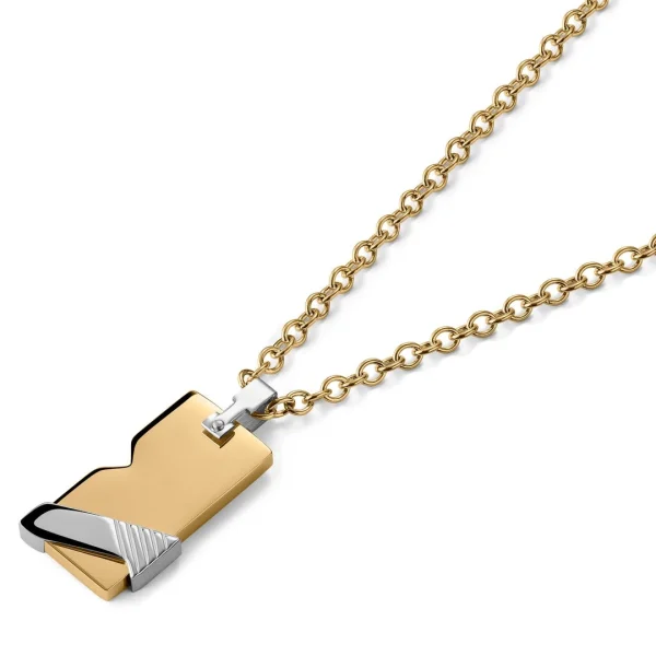 Lucleon Collier Moderne à Plaque Militaire Gigogne Couleur Argent Et Or 3