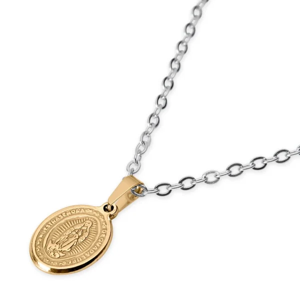 Fort Tempus Collier Et Pendentif De La Sainte-Vierge Doré 4