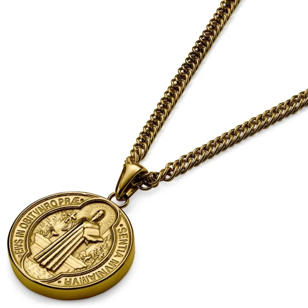 Lucleon Sanctus | Collier Doré Avec Médaille De Saint-Benoît 5