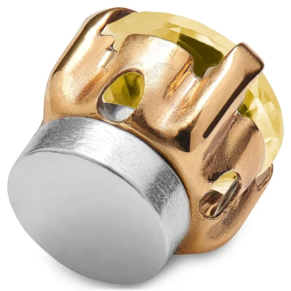 Lucleon Boucle D’oreille Magnétique Or Rose à Cristal Jaune 3