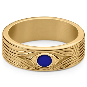 Waykins Evil Eye | Bague En Acier Inoxydable Doré 7 Mm 7