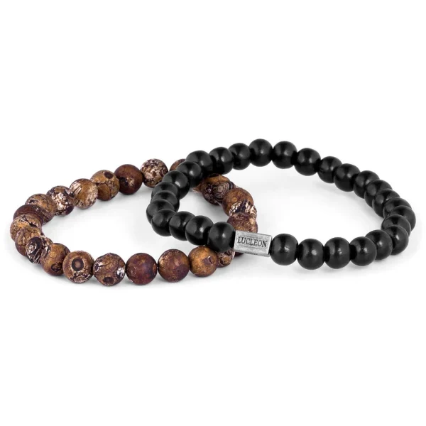 Lucleon Bracelet Miro En Agate Brune Et Bois Noir 3