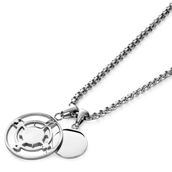 Arkai Atlas | Collier Argenté à Pendentif Boussole Et Pierre D’azurite Et Malachite 5
