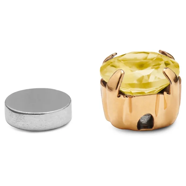 Lucleon Boucle D’oreille Magnétique Or Rose à Cristal Jaune 4