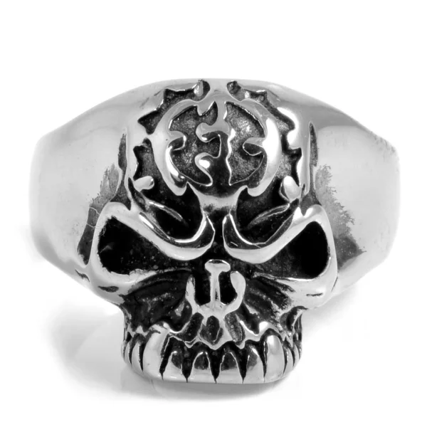 SteelCZ Bague Acier Tête De Mort Fantôme 4