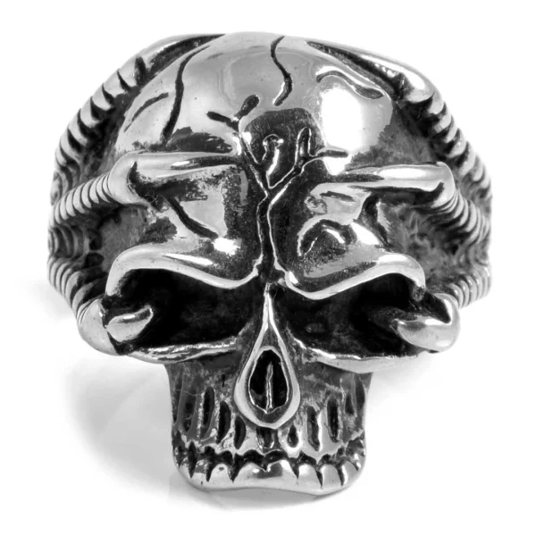 SteelCZ Bague En Acier Tête De Mort Aztèque 4
