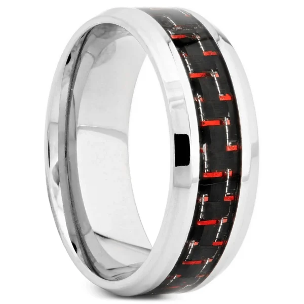 Fort Tempus Anneau En Acier « Le Rouge Et Le Noir » 1